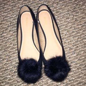 Blue Pom Pom flats